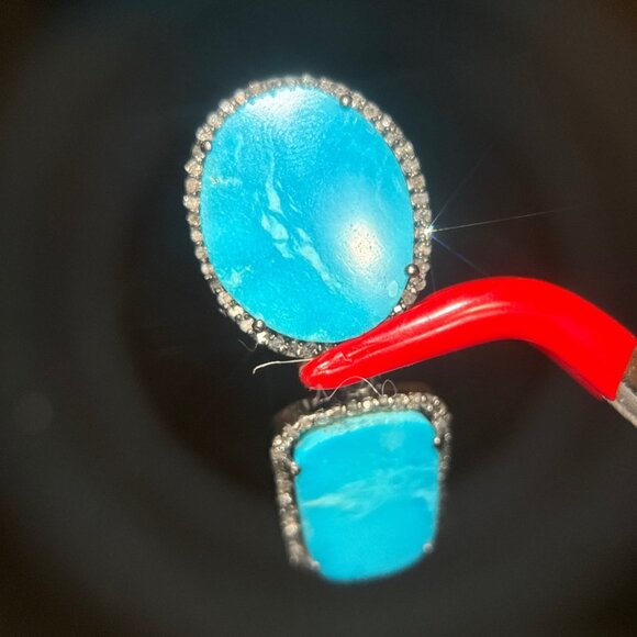 Turquoise Black Crystals Earrings in - Picture 2 of 7